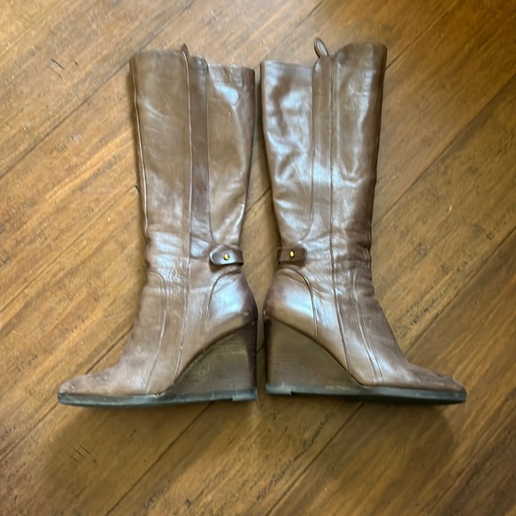 Franco Sarto Knee-high, leather boots very soft, brown boots, 3 inch heel - Picture 2 of 4
